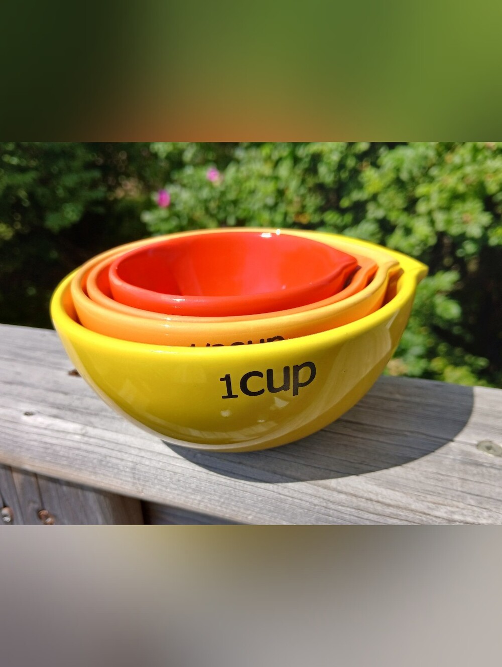 Ceramic Yellow, Orange and Red Nested Measuring Cups - 1 Cup Set
